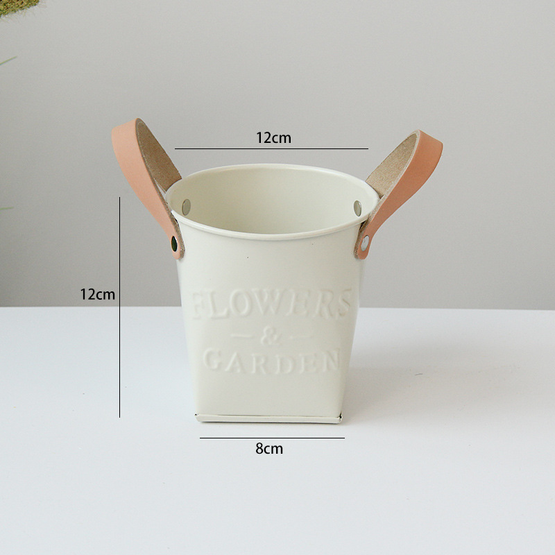 Garden Planters with Leather Handles Large