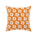 Floral Decorative Pillow Cover with Textured Embroidery Orange