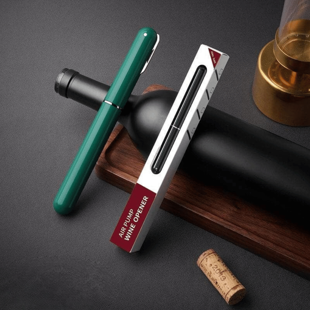 Air Pressure Wine Corkscrew - Effortless Cork Removal Green