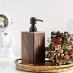 Walnut Soap Dispenser with Black Pump