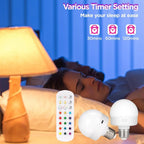 Rechargeable RGB LED Bulb with Remote - No Wiring Required