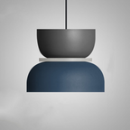 Scandinavian LED Pendant Light – Modern Two-Tone Design Medium (Grey and Blue)
