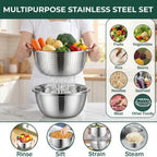Stainless Steel Bowl with Grater and Strainer – 3 in 1