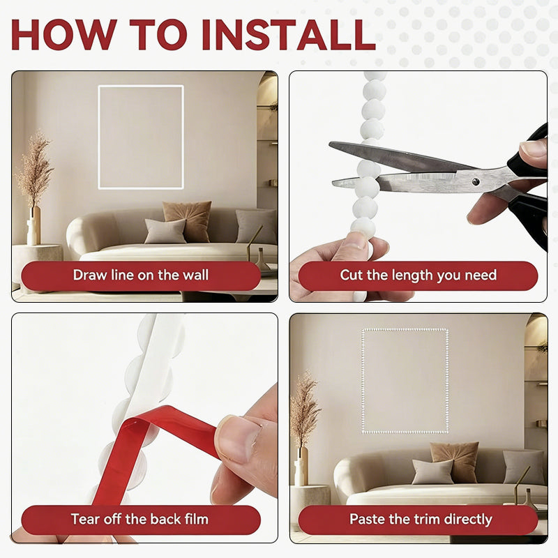 Self-Adhesive Decorative Bead Trim - No-Drill Installation