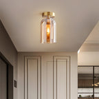 Modern Glass Pendant Light with Copper Finish Cognac Ceiling Light