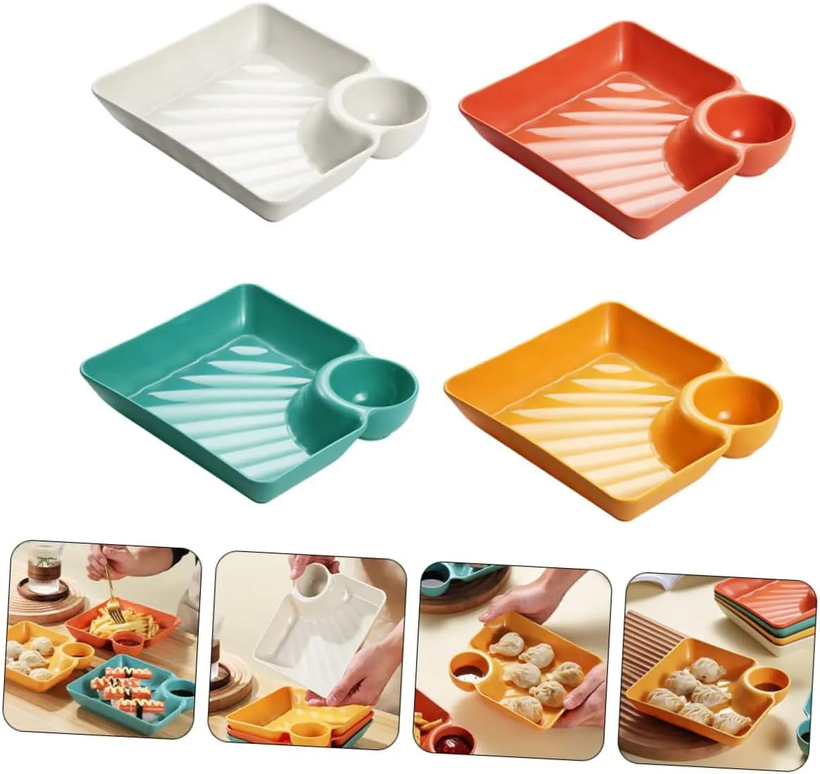 Dip Plate with Integrated Sauce Compartment – No More Mess