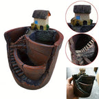 Cottage Fantasy Succulent Planter with Mini Village Scene