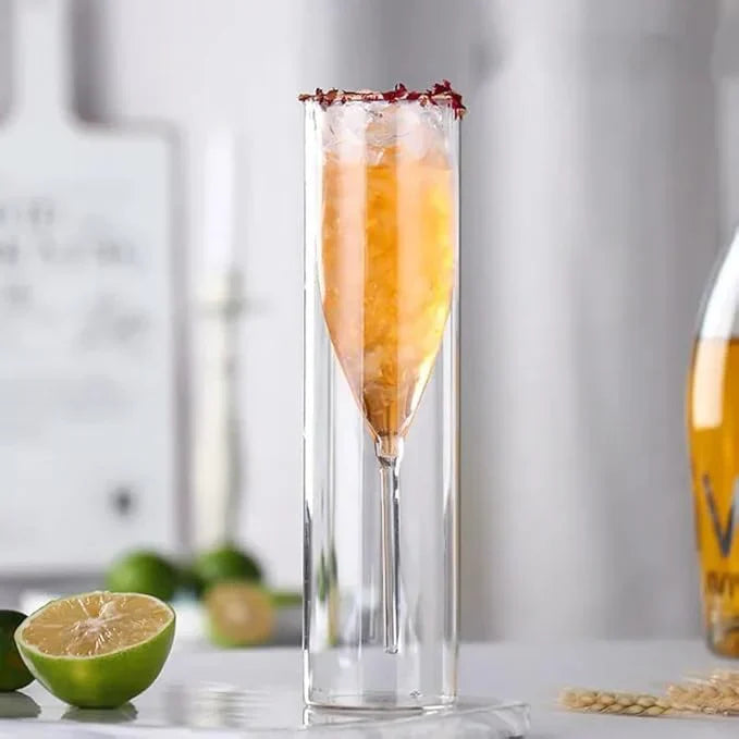 Double Wall Champagne Flutes with Floating Effect - Set of 2