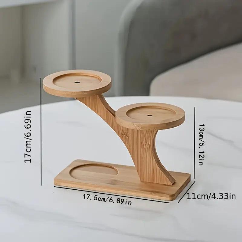Bamboo Plant Stand with Two Shelves at Different Heights