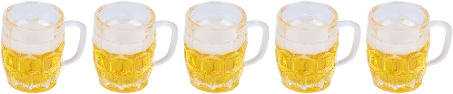 Mini Beer Mug Decorations with Foam Effect - Set of 12