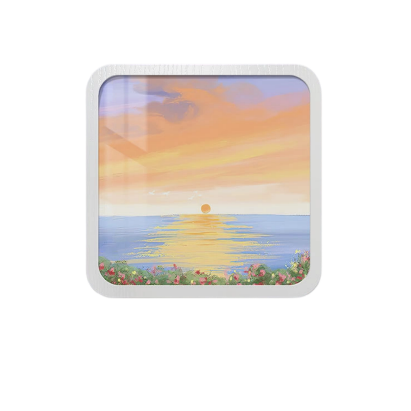 Wall-Mounted Storage Box with Sunset Artwork