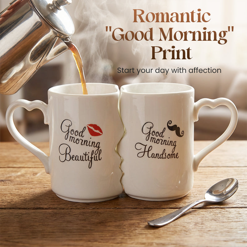 Interlocking Couple Mugs with Heart Handles