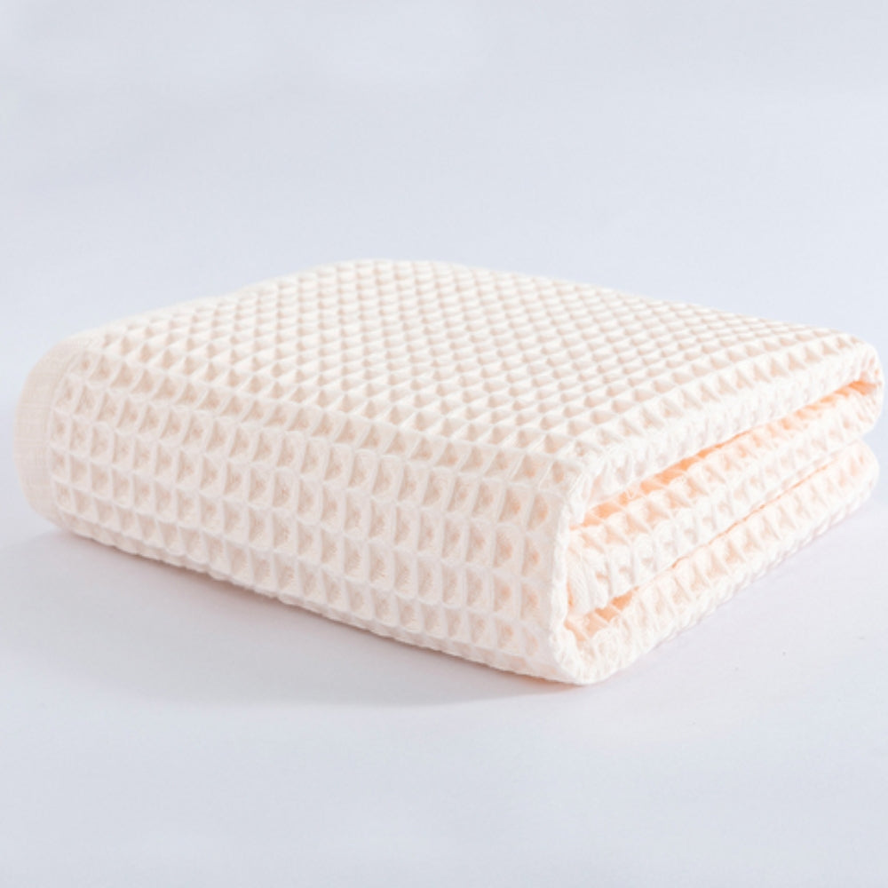 Waffle Weave Bath Towel – Lightweight & Quick-Dry Light Pink 27.5"x55"
