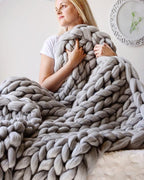 Chunky Knit Throw Blanket – Soft Cotton Weave