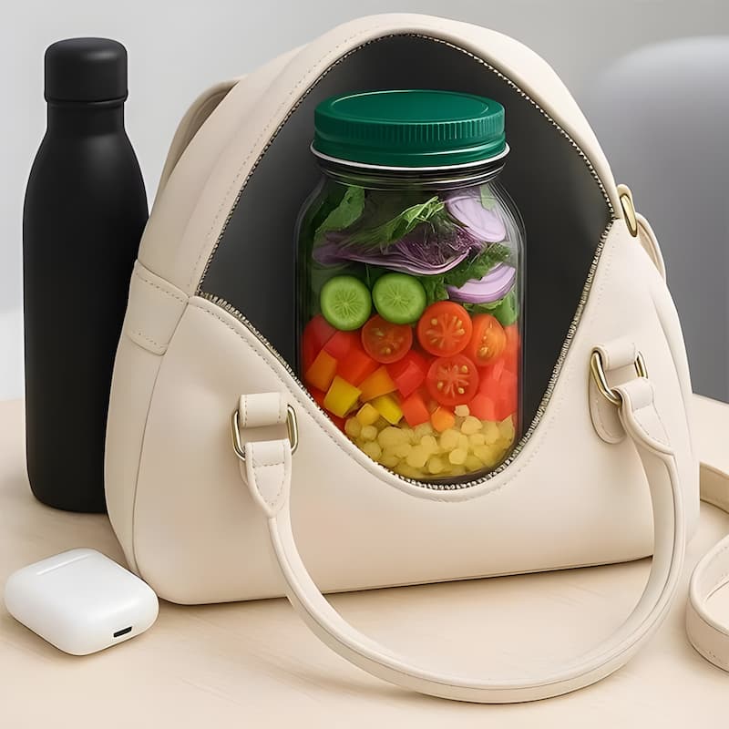 Glass Salad Container with Lid – Fresh Ingredients, No Soggy Salad