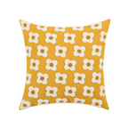Floral Decorative Pillow Cover with Textured Embroidery Yellow