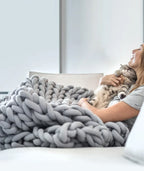 Chunky Knit Weighted Throw Blanket