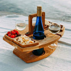 Bamboo Wine & Cheese Board with Bottle Holder