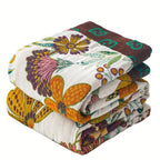Reversible Floral Throw Blanket - Cotton with Vintage Pattern