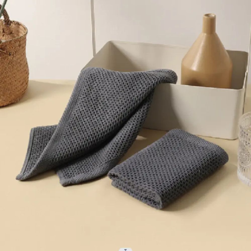 Honeycomb Cotton Kitchen Towels – Ultra Absorbent Gray 13"x13"