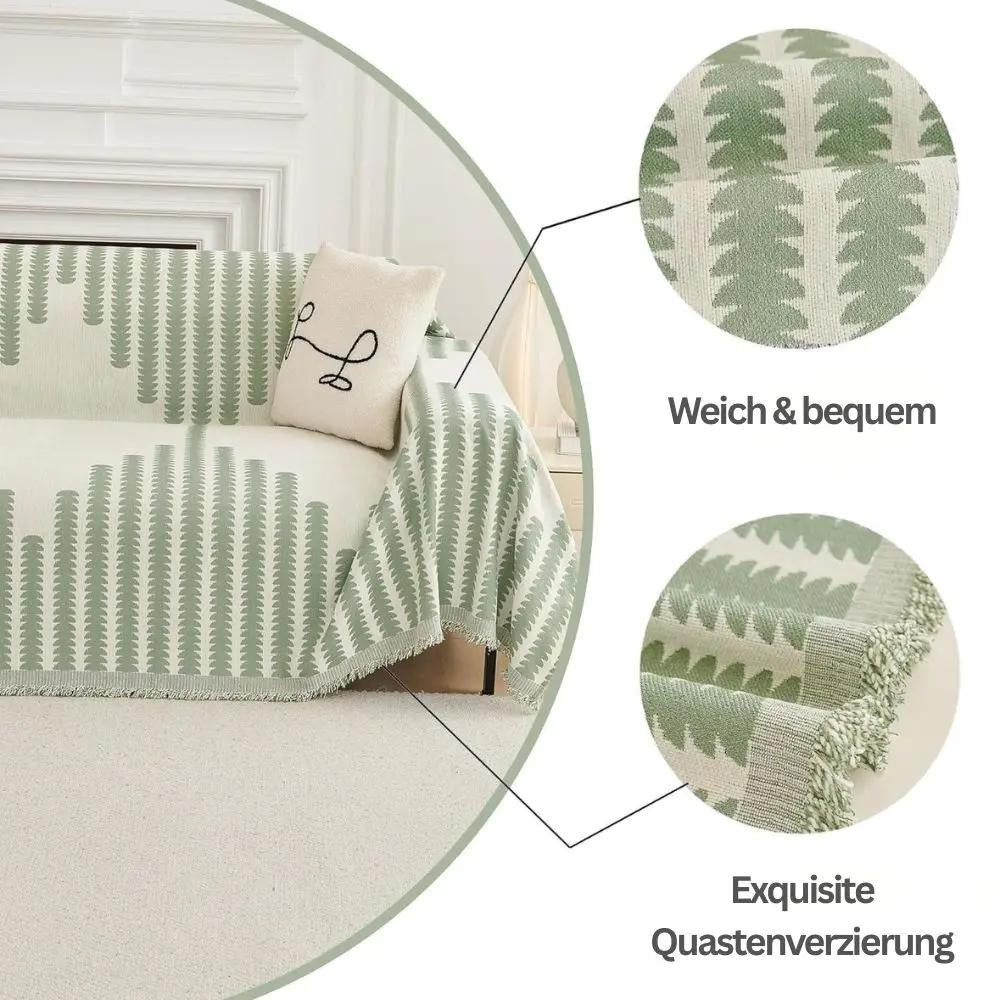 Cotton Chenille Sofa Throw with Non-Slip Design