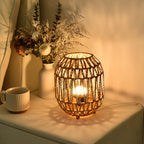 Handwoven Rattan Table Lamp with USB Power