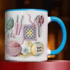 Ceramic Mug with Knitting Design Blue