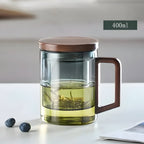 Glass Tea Mug with Infuser and Lid Green 13.5 fl oz