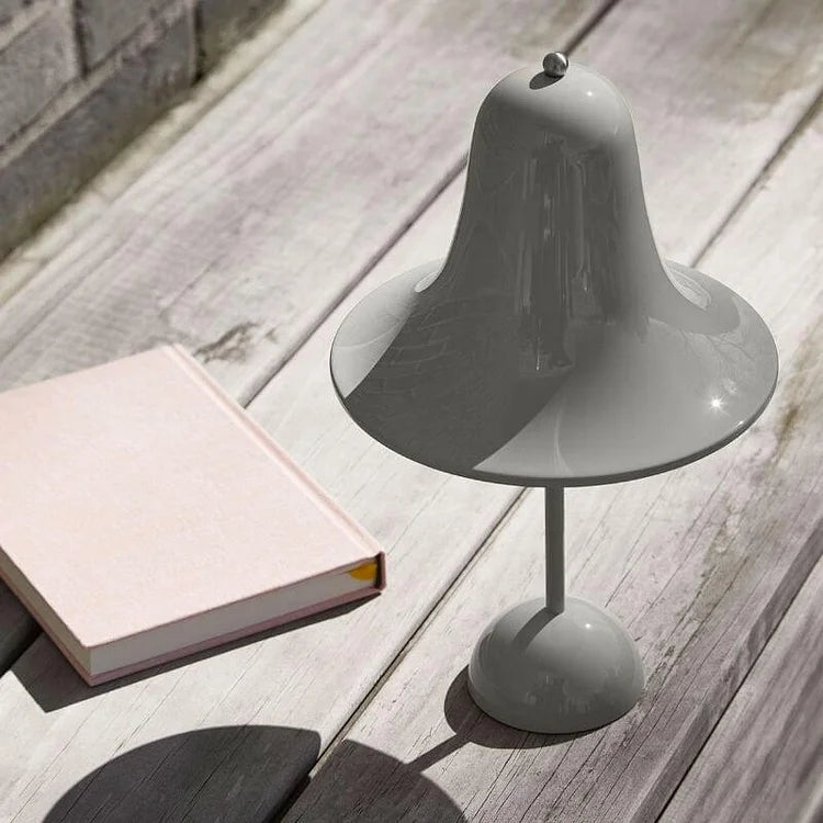 Rechargeable LED Bell Table Lamp with Touch Dimmer Gray