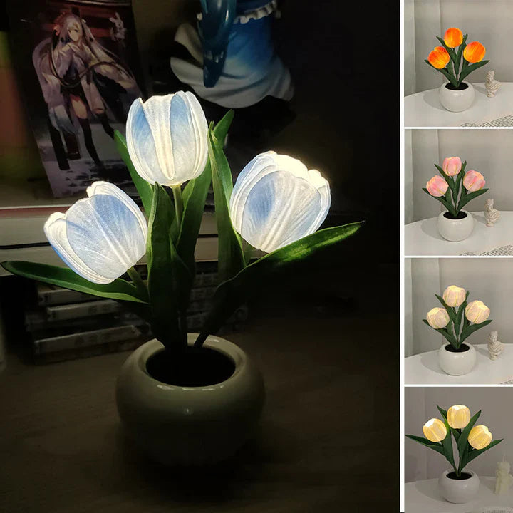 Tulip LED Table Lamp in Ceramic Pot – Warm Decorative Light