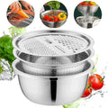 Stainless Steel Bowl with Grater and Strainer – 3 in 1