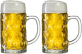 Traditional German Beer Mugs Set - 16.9 oz Glass Steins - 2 pieces