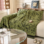 Chenille Sofa Throw with Botanical Print