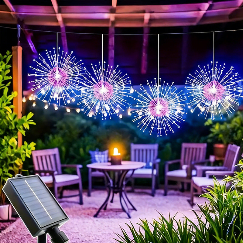 Solar Firework String Lights with LED Starburst Effect