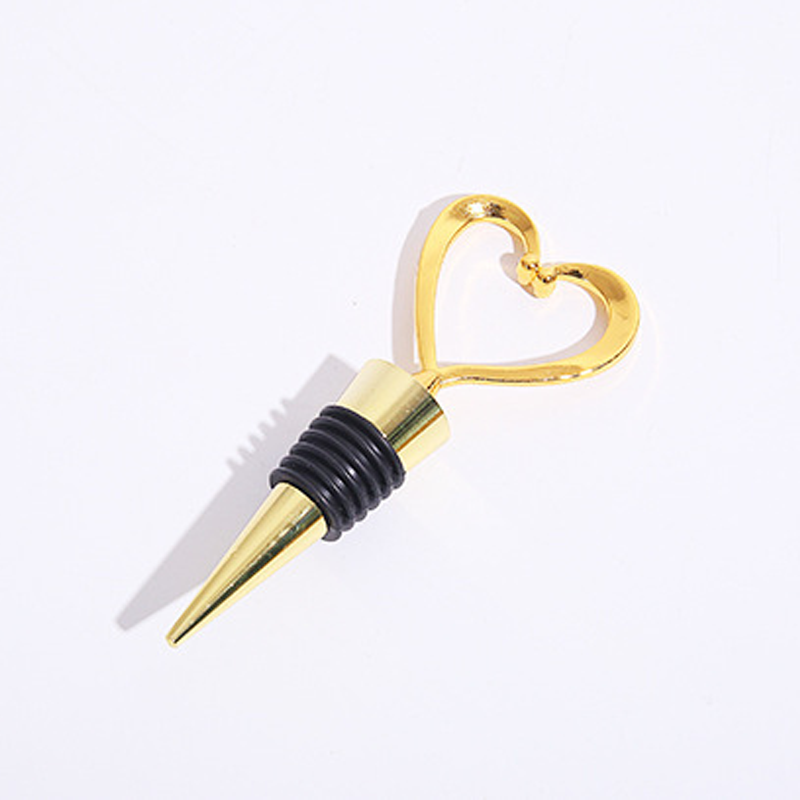 Heart-Shaped Wine Stopper with Rubber Seal Gold