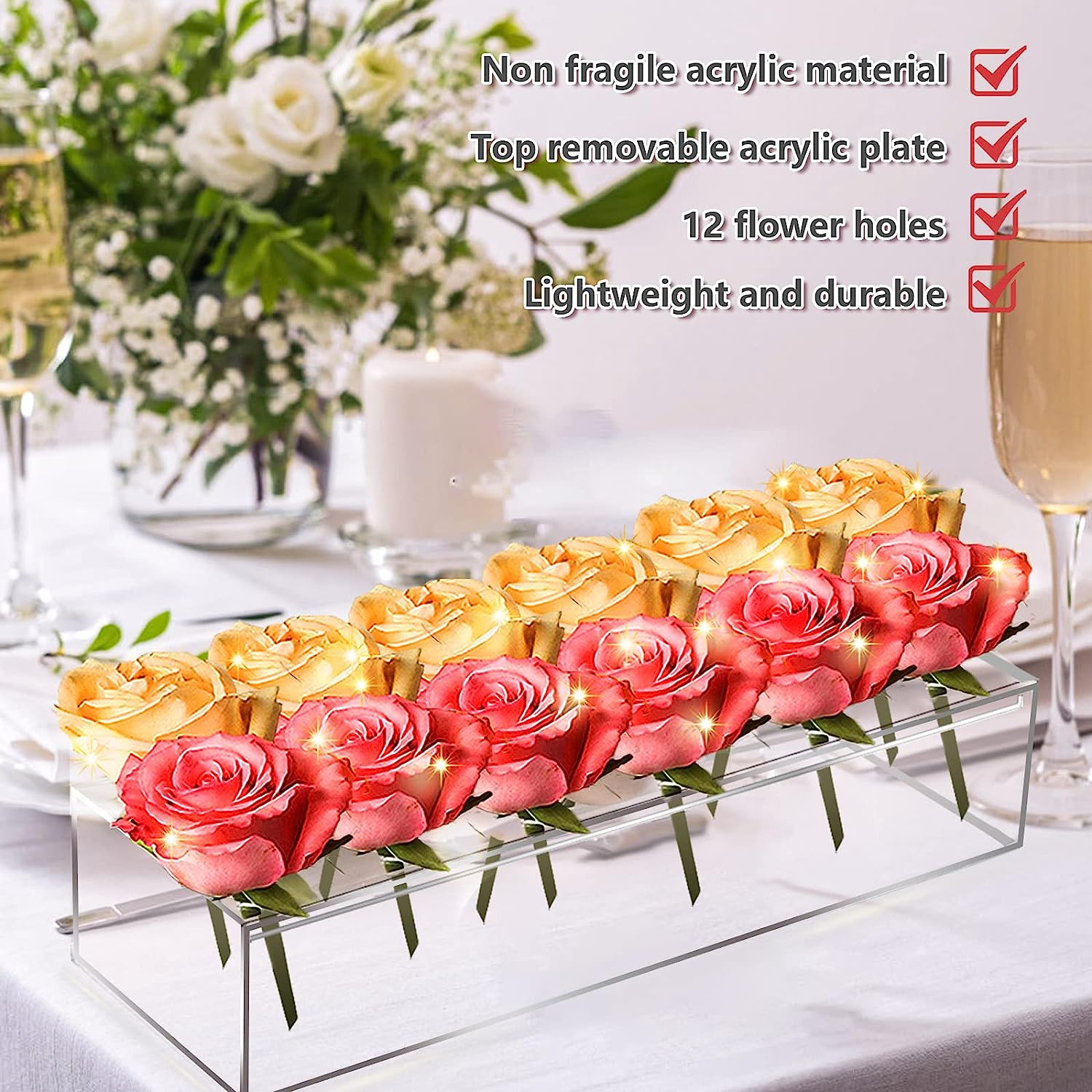 Clear Acrylic Flower Vase with Individual Stem Holes