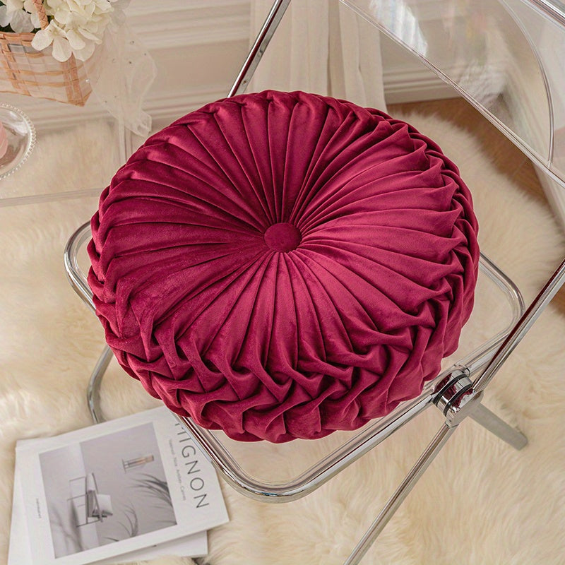 Round Velvet Floor Pillow – Soft Decorative Cushion Burgundy