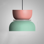 Scandinavian LED Pendant Light – Modern Two-Tone Design Medium (Pink and Green)