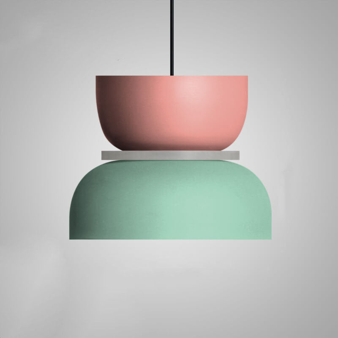 Scandinavian LED Pendant Light – Modern Two-Tone Design Medium (Pink and Green)