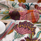 Reversible Floral Throw Blanket - Cotton with Vintage Pattern