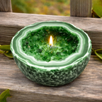 Crystal Agate Candle – Natural Stone Design Green (grounding through sage)