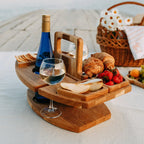 Bamboo Wine & Cheese Board with Bottle Holder
