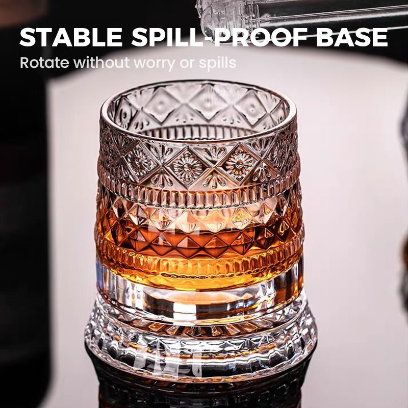 Crystal Whiskey Glass with 360° Rotating Base