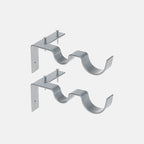 No-Drill Curtain Rod Brackets for Heavy Drapes Silver - Double hook