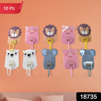 Animal Wall Hooks Set - Self-Adhesive, No-Drill Installation