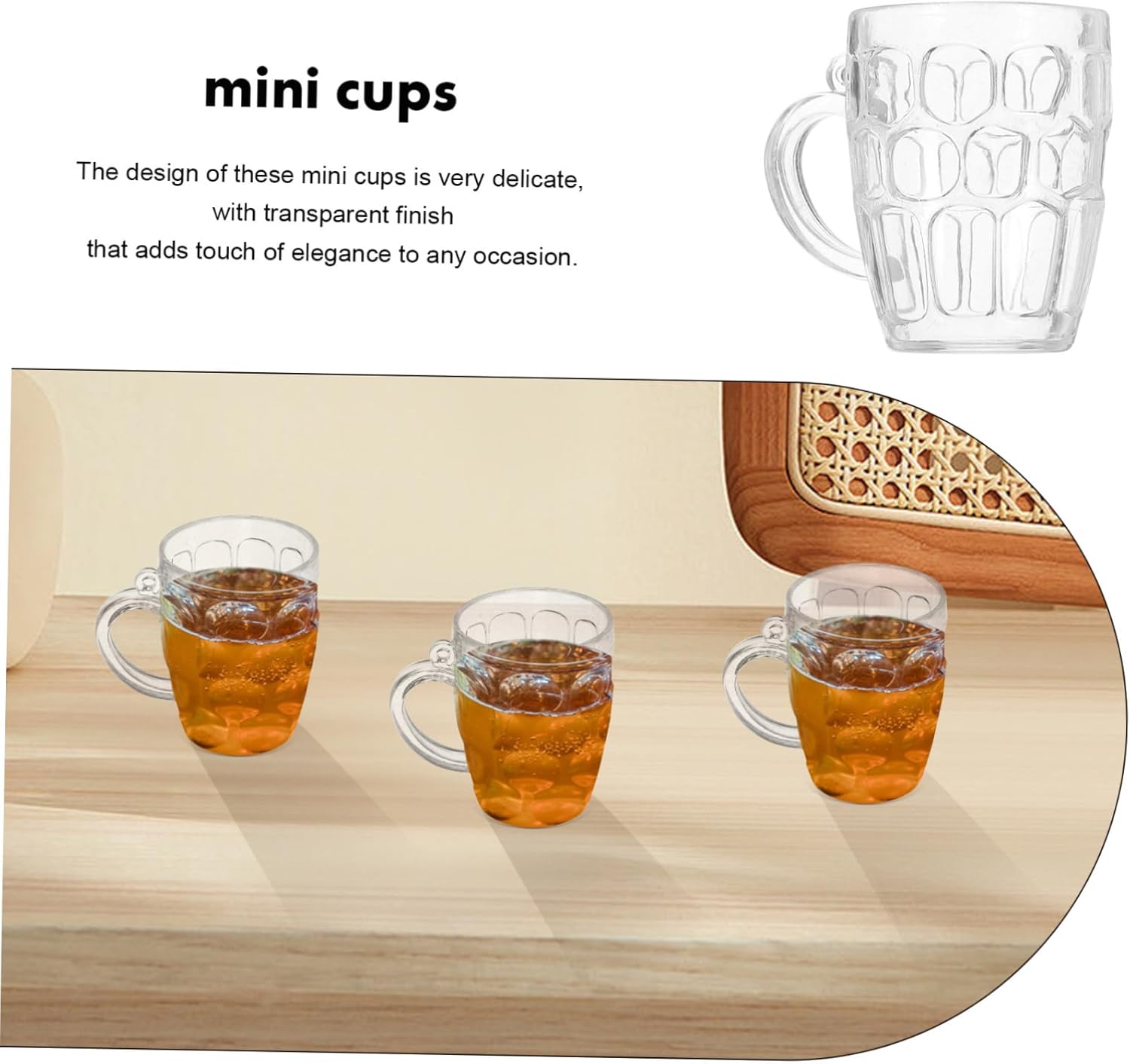 Mini Beer Mug Shot GlassesClear Plastic Steins - 50 pieces