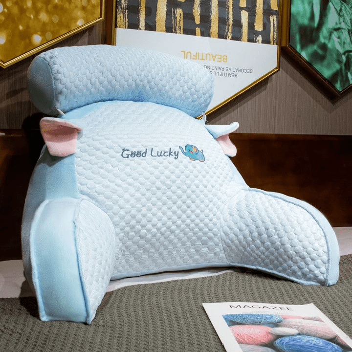 Reading Pillow with Cooling Cover – Ergonomic Backrest Elephant