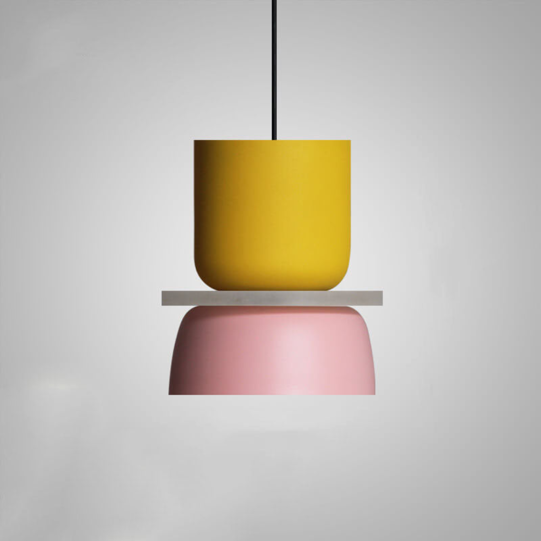 Scandinavian LED Pendant Light – Modern Two-Tone Design Small (Yellow and Pink)