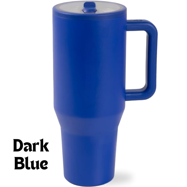 Insulated Travel Mug with Handle and Flip Straw - 40 oz