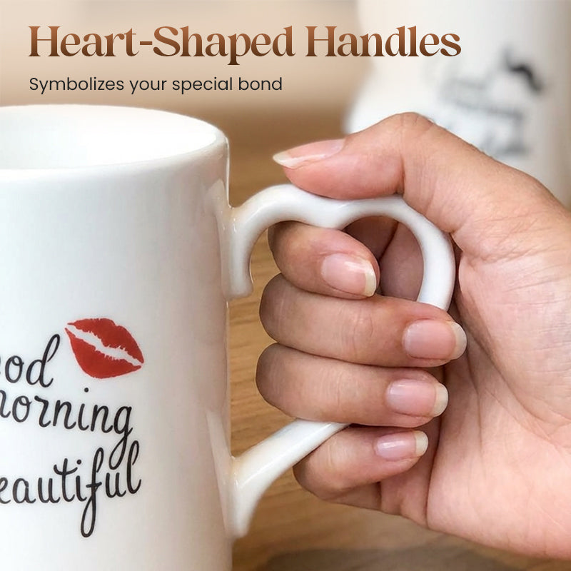 Interlocking Couple Mugs with Heart Handles